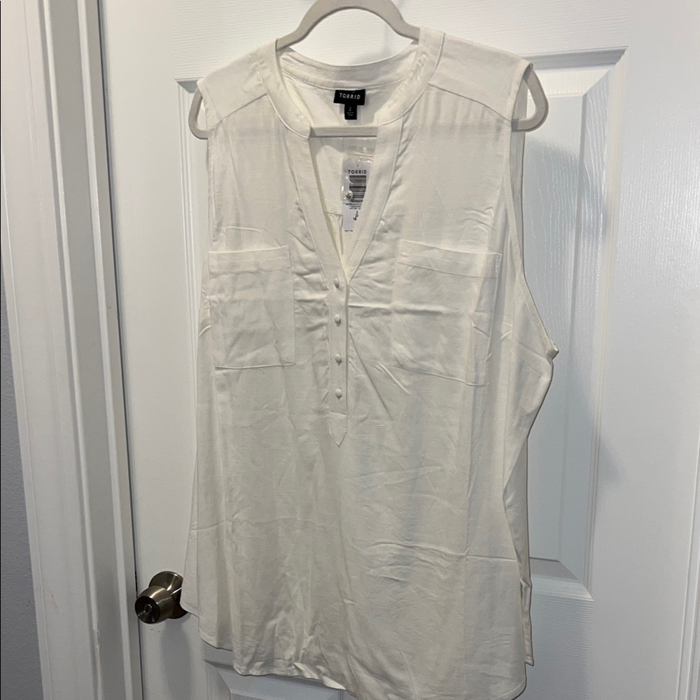 Torrid White Sleeveless Blouse